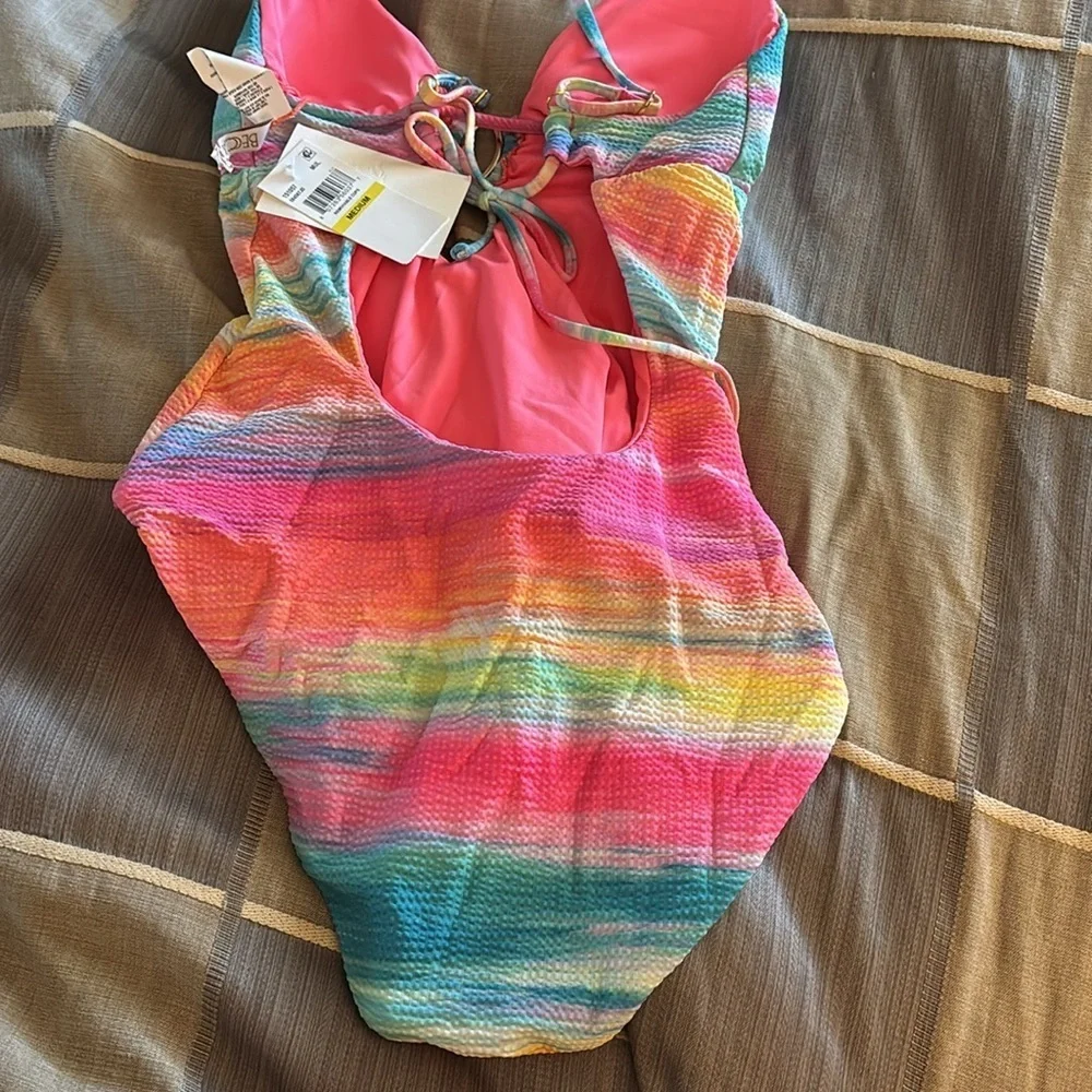 BECCA Women's Verano One Piece Swimsuit, Plunge Neck, Bathing Suits Medium - Picture 10 of 12